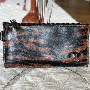 EUC Patricia Nash Brown Bacoli Black/Brown Tiger Print Leather Wallet